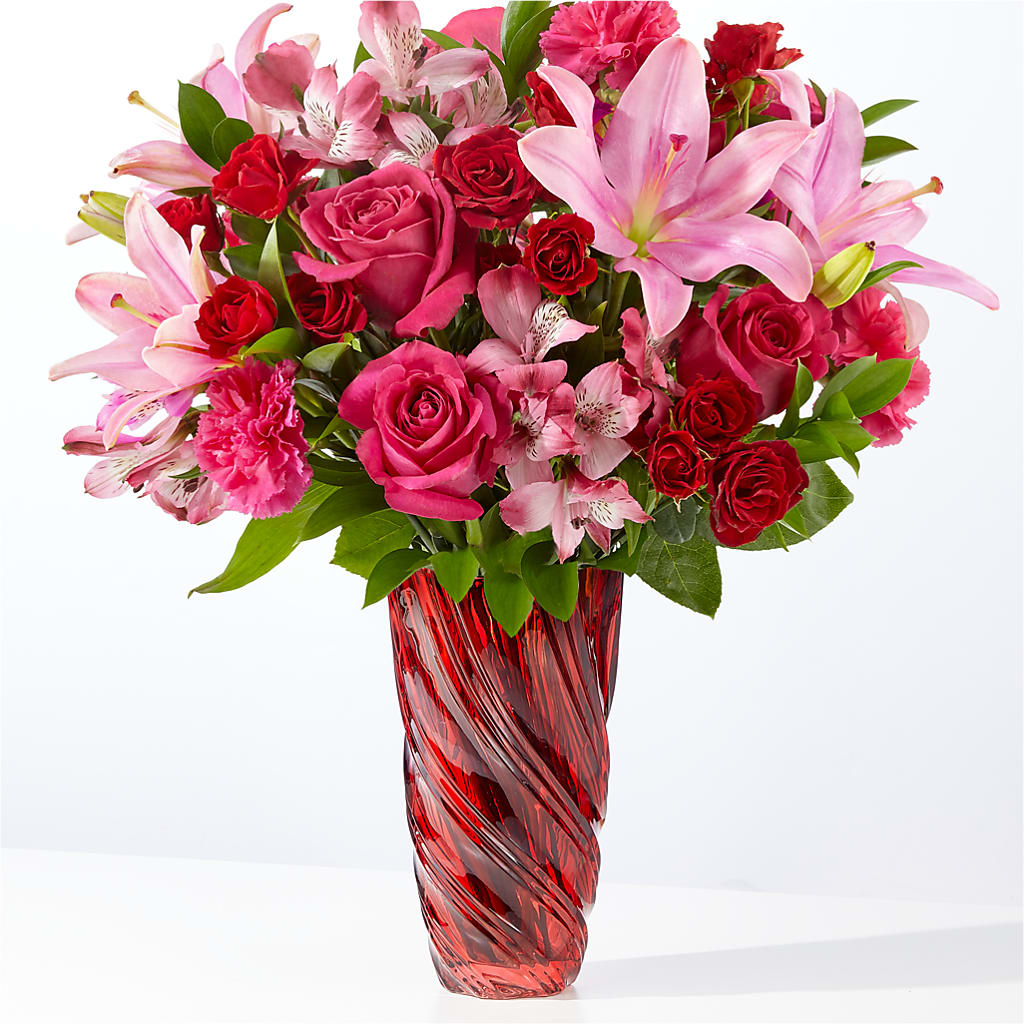 In Love Bouquet with Luxe Swirl Vase – CRALL'S MONONGAHELA FLORAL & GIFT, Monongahela PA