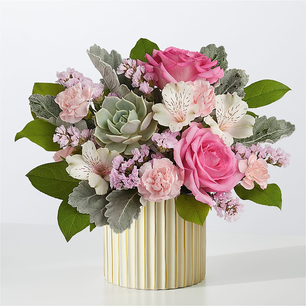 Dusty Rose Bouquet with Ivory Vase – CRALL'S MONONGAHELA FLORAL & GIFT, Monongahela PA
