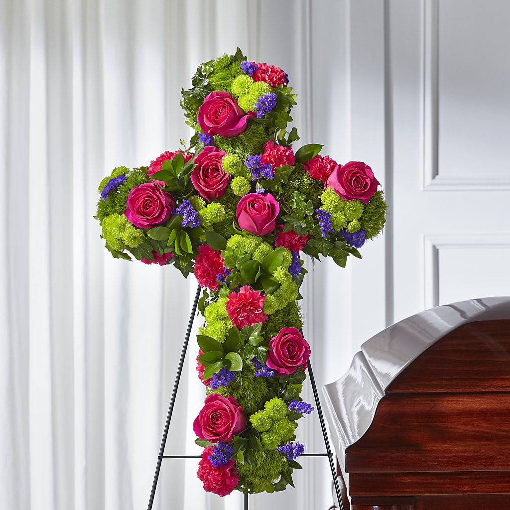 Tribute Rose Floral Cross – CRALL'S MONONGAHELA FLORAL & GIFT, Monongahela PA