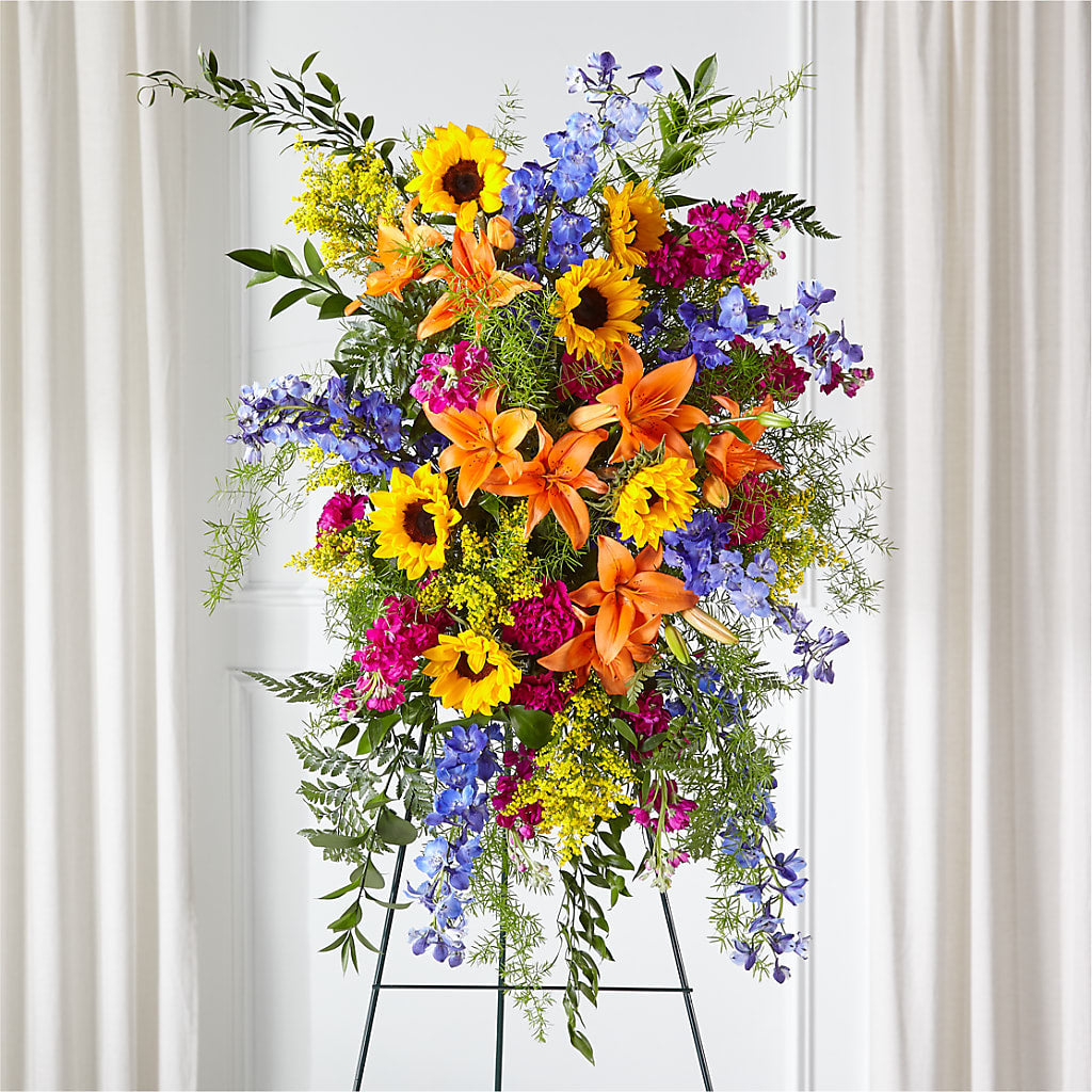 Sunlit Memories Standing Spray (Standard) – CRALL'S MONONGAHELA FLORAL & GIFT, Monongahela PA