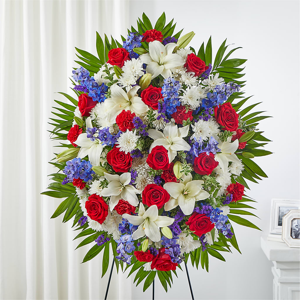 Cherished Service Standing Spray – CRALL'S MONONGAHELA FLORAL & GIFT, Monongahela PA