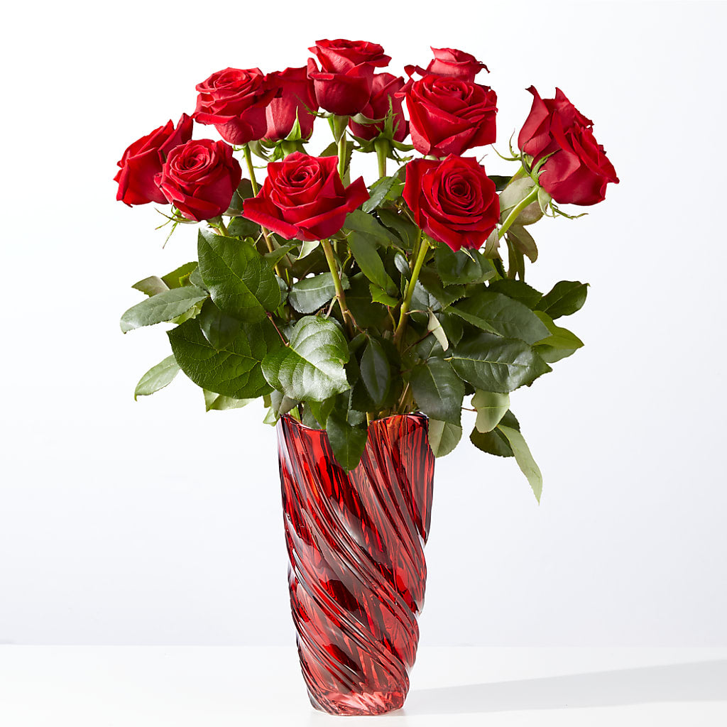 Classic Love Red Rose Bouquet with Luxe Swirl Vase – CRALL'S MONONGAHELA FLORAL & GIFT, Monongahela PA